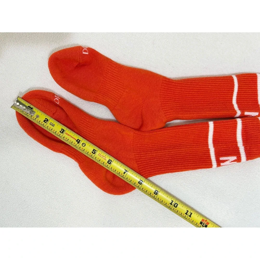 Nike Dri-FIT Crew Socks Orange White Striped Athletic Mens Performance Training